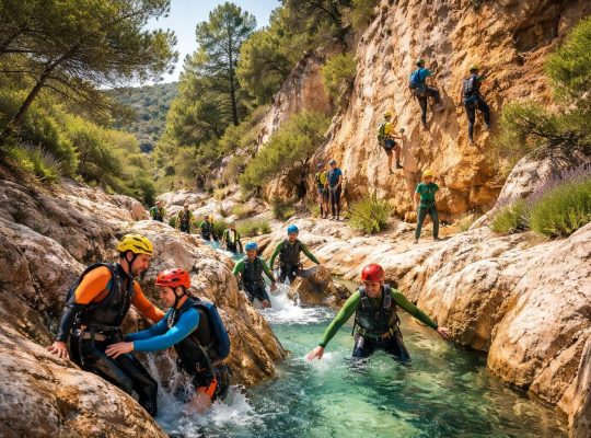 Activités outdoor pour entreprises en Provence avec canyoning et escalade team building
