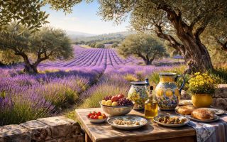 Explorez le style provençal méditerranéen avec lavande, oliviers et céramique artisanale