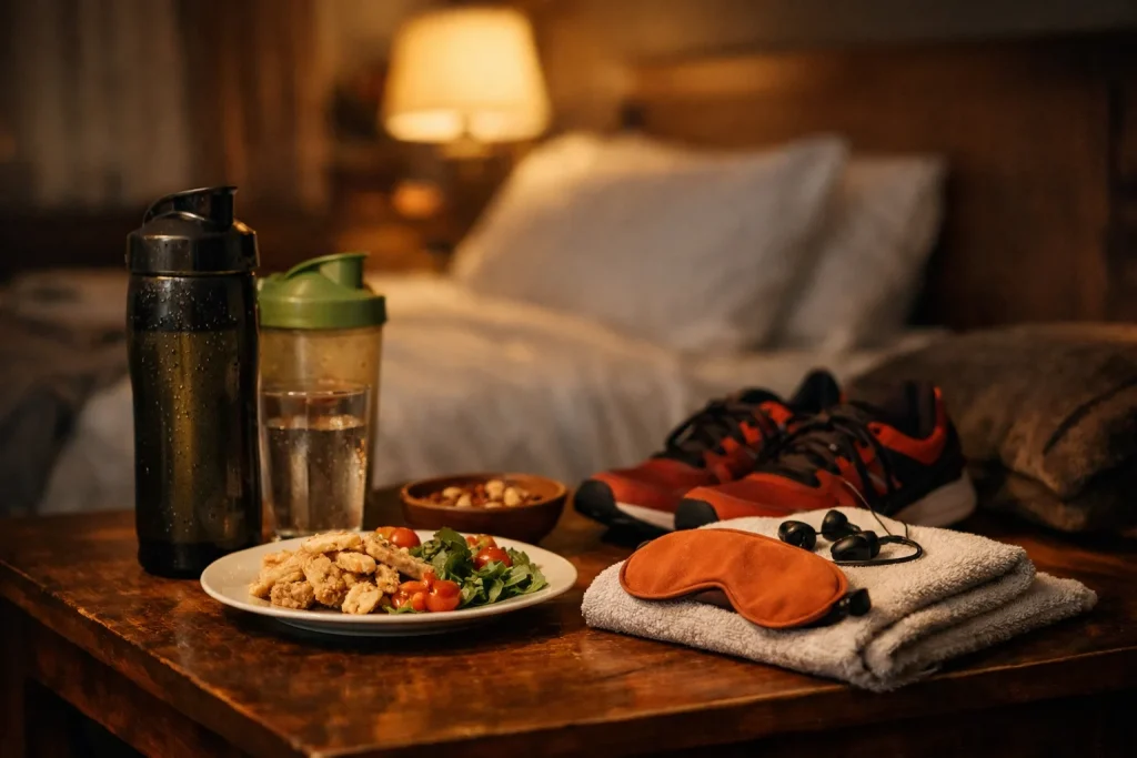 La récupération commence à l’arrivée : boire, manger, dormir