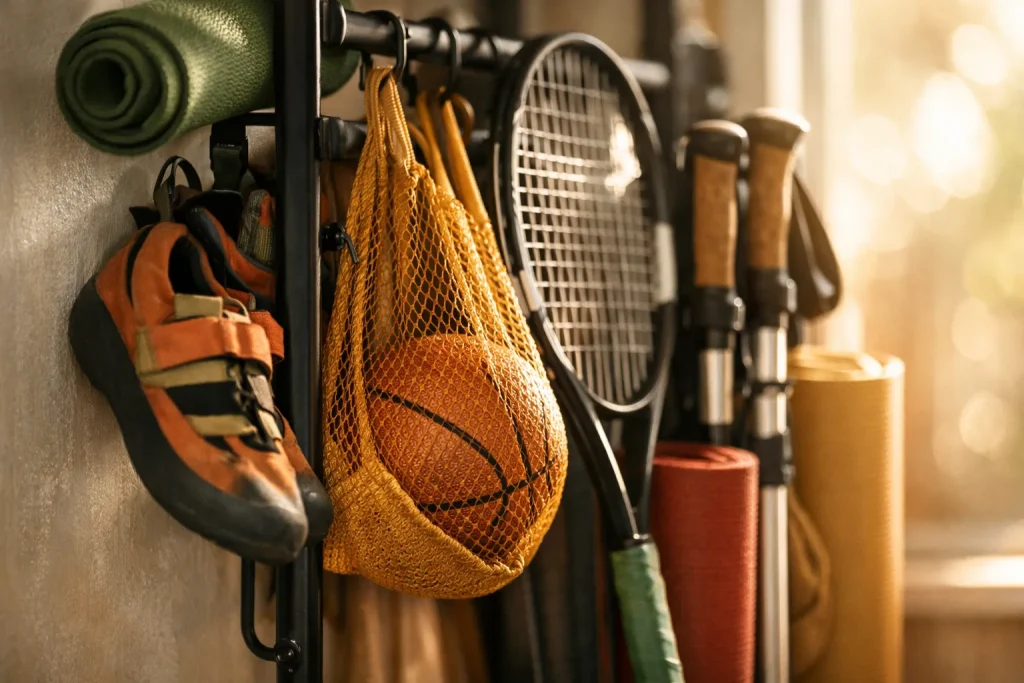 Ranger le matériel de sport dans un appartement : vertical, aéré, à portée